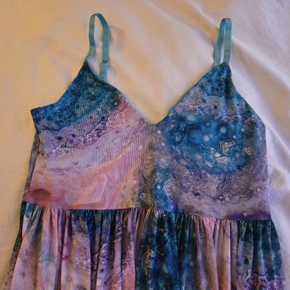 Blackmilk Jupiter Sheer Teal Pastel Midaxi Chiffon Galaxy Dress sz M - Picture 3 of 13